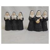 2 Vintage Japan Nun Trio Ceramic Music Boxes