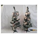 2 24" Flocked Pre-Lit Artificial Christmas Trees