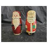 2 Wooden Santa Claus Nesting Dolls