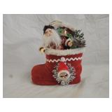 Vintage 1960s Japan Velvet Santa Boot Decoration