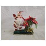 Vintage 1950s Flocked Dancing Santa Decoration