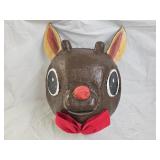 Vintage Paper Mache Rudolph Head Wall Hanging
