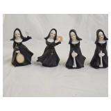 4 Vintage Duncan Designs Sports Nun Figurines