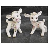 2 Vintage 1950s Porcelain Deer Figurines