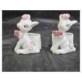 2 Vintage Wales Japan Porcelain Deer Planters