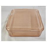 Vintage Pink Depression Covered Refrigerator Dish