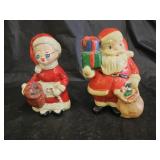 Santa Claus Coin Bank and Mrs. Claus Figurine