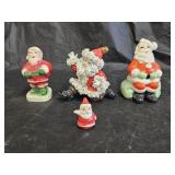 4 Vintage Ceramic Santa Claus Figurines