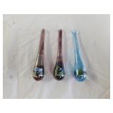 3 Hand Painted Glass Raindrop Prism Ornaments