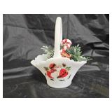 Fenton White Satin Glass Christmas Basket