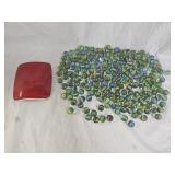 Cats Eye Glass Marbles, Ceramic Teapot Lid