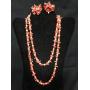 Vintage orange beaded necklace & clip-on Earrings