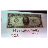 1934 $20 Federal Reserve Note Green Seal