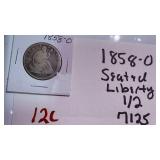 1858-O Seated Liberty Half Dollar Silver