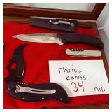 Lot of 3 Folding Knives EDC Pocket Knife Set
