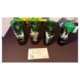 4x Anchor Hocking Forest Green Carriage Glasses