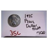 1935 Peace Silver Dollar Semi Key Date Mint