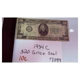1934C 20 Dollar Bill Green Seal Federal Note