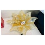 Amber Art Glass Leaf Shaped Bowl 18 Inch