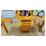 Oak Desk with Rolling File Cabinet