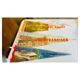 3 Vintage Souvenir Pennants Hearst Castle SF