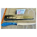 Damascus Style Steel Fillet Knife 8in Blade