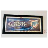 Bud Light Miami Dolphins Framed Bar Mirror
