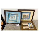 Framed US Stamp Sheet Collection 3 Pieces