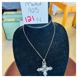 Sterling Silver 925 Ornate Cross Necklace