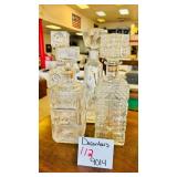 Set of 4 Crystal Cut Glass Decanters with Stoppers