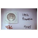 1952 Franklin Silver Half Dollar 90 Percent