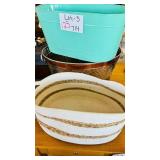 Metal Buckets and Woven Basket Trio