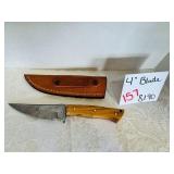 Damascus Style Steel Hunting Knife 4in Blade