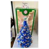 Lighted Blue Ceramic Christmas Tree