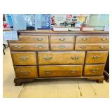 Colonial Maple 11 Drawer Long Dresser 56x18x32