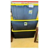 3 Heavy Duty Storage Totes with Wheels 40 Gallon