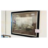 Framed Marsh Cattails Landscape Art Print 40x35
