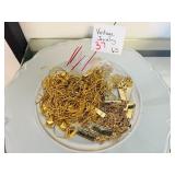 Vintage Gold Tone Jewelry Lot Chains Pendants 25pc