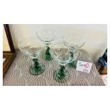 Set of 4 Green Stem Margarita Coupe Glasses