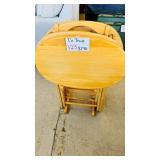 Set of Wooden TV Trays with Stand