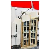 Modern 3 Arm Arc Floor Lamp Black Linen