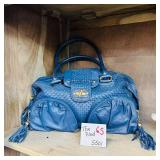 The Find Blue Woven Leather Satchel Bag