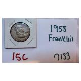 1958 Franklin Half Dollar 90 Percent Silver