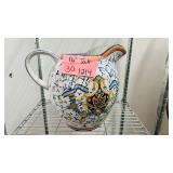 Italian Majolica Style Pitcher 16in Tall