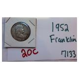 1952 Franklin Half Dollar 90 Percent Silver