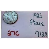 1923 Peace Silver Dollar