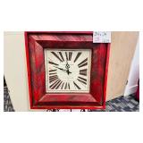 Red Rustic Square Wall Clock 24x24