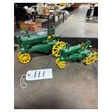 (2) Cast Iron JD Tractor Toys
