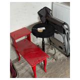 Outdoor Chair, Bench and Red End-Table