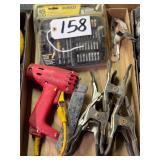 Box of Clamps, 45pc Bit Set and Stapler